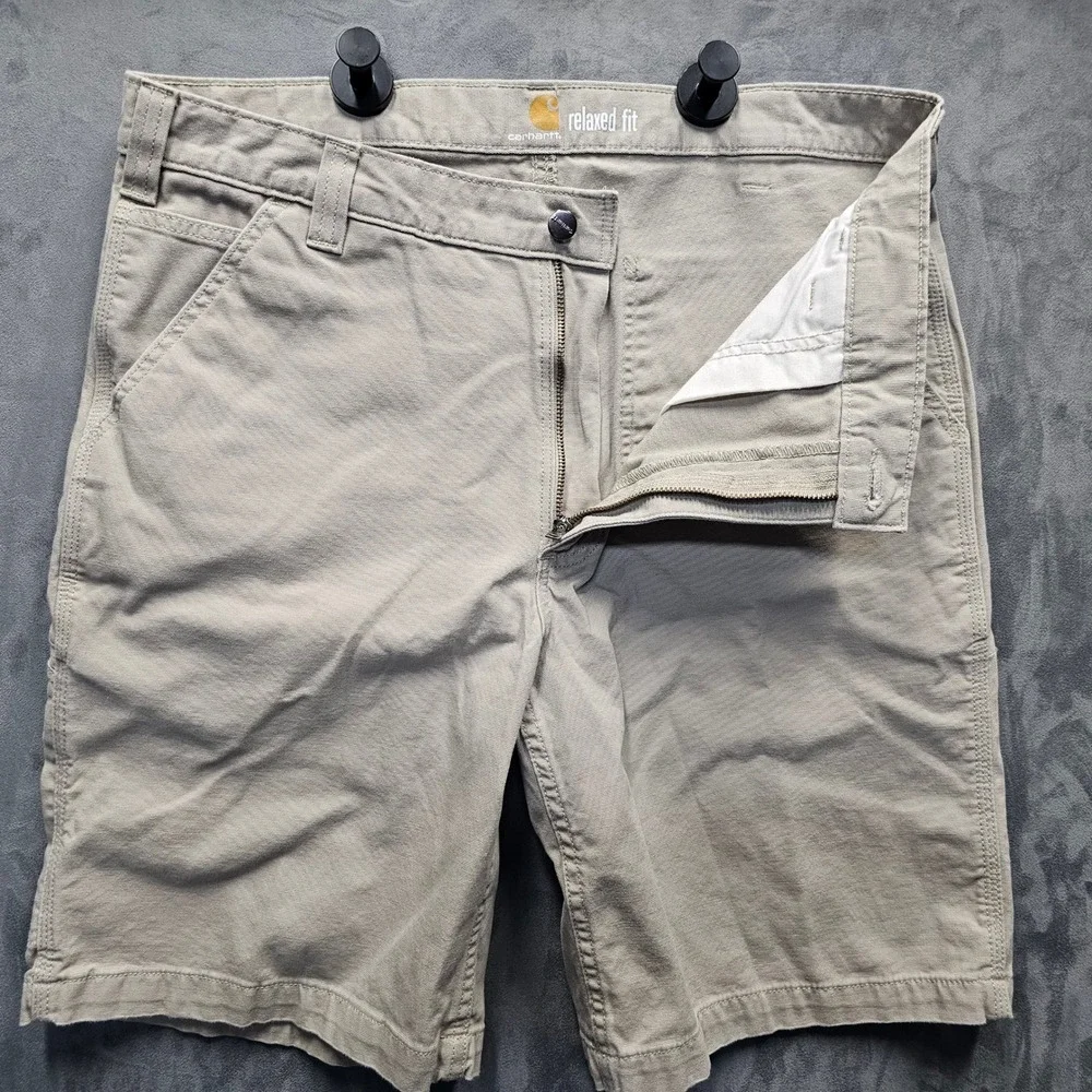 Carhartt Men 36 Relaxed Fit Canvas Work Shorts Tan Khaki Cotton Blend 102514-232
